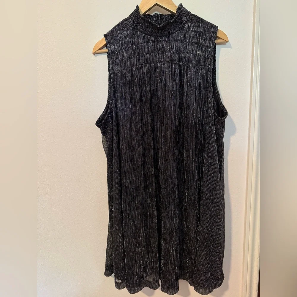 Nine West Black/Metallic Sleeveless Swing Dress XL - Picture 3 of 7